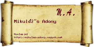 Mikulás Adony névjegykártya